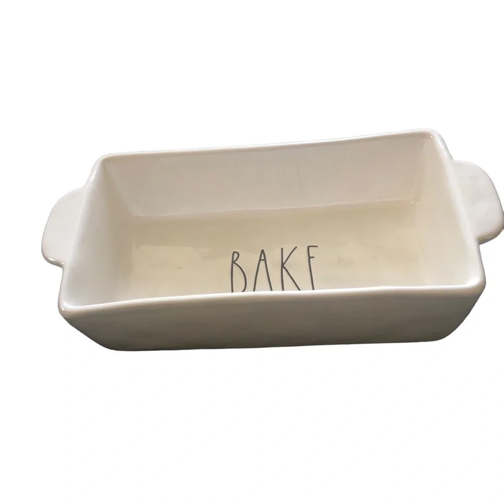 Rae Dunn Artisan Collection Baking BAKE Dish Ceramic Spell Out 8.5X5 White
